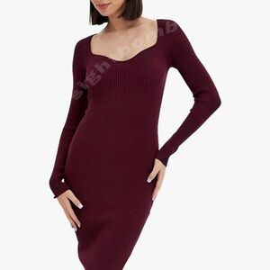 Red Bodycon Sweetheart Long Sleeve Dress
